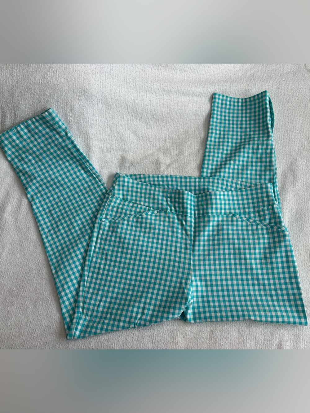 Womens chicos aqua Gingham ankle pant